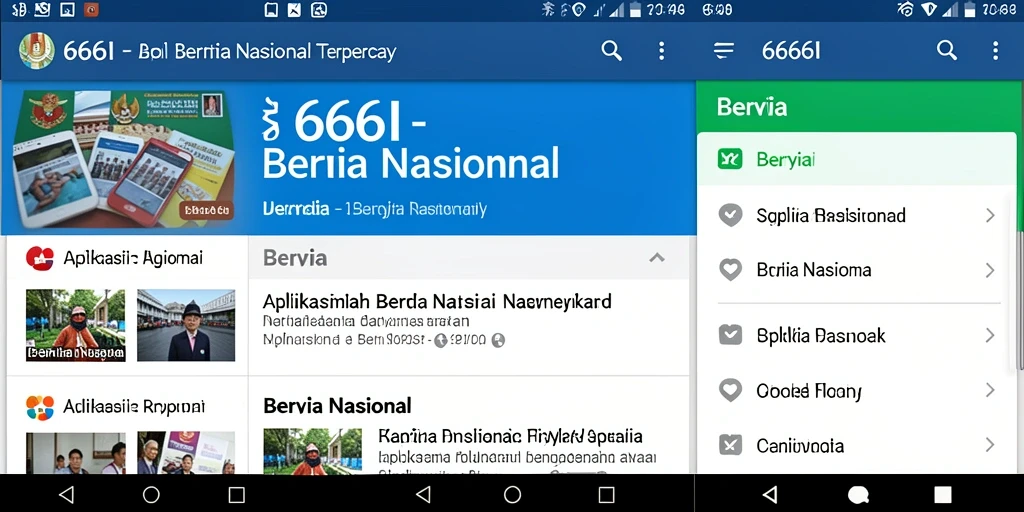 Antarmuka aplikasi 666I yang menampilkan berita nasional terkini.