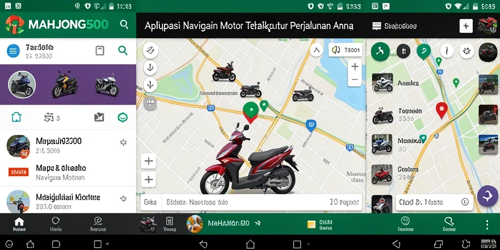 Antarmuka aplikasi MAHJONG500 yang intuitif dan informatif untuk Navigasi Motor.