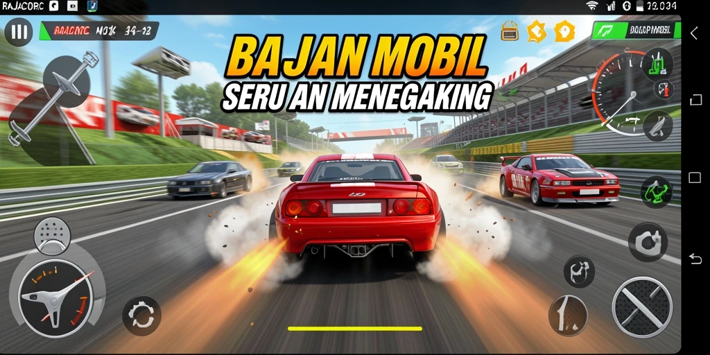 Screenshot RAJACORC menampilkan balapan mobil yang mendebarkan dan grafis yang menawan.